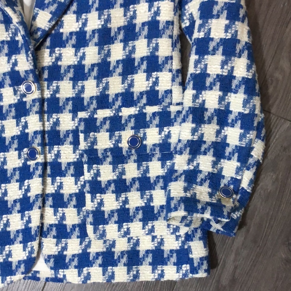 Joie houndstooth blue white oversized blazer - Picture 11 of 17